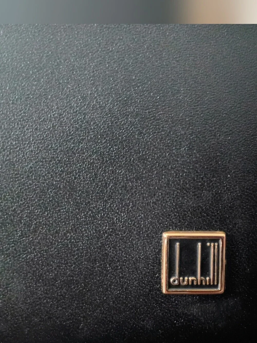 Dunhill Men's Black Leather Bi-Fold Wallet - Gold Corner Accents -  Excellent !